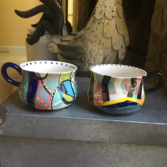 Anthropologie “Kinetic Stencil” Cups (Set of 2) - Picture 1 of 5